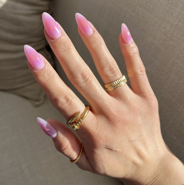 Lilac and White Nails