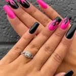 Black and Pink Nails