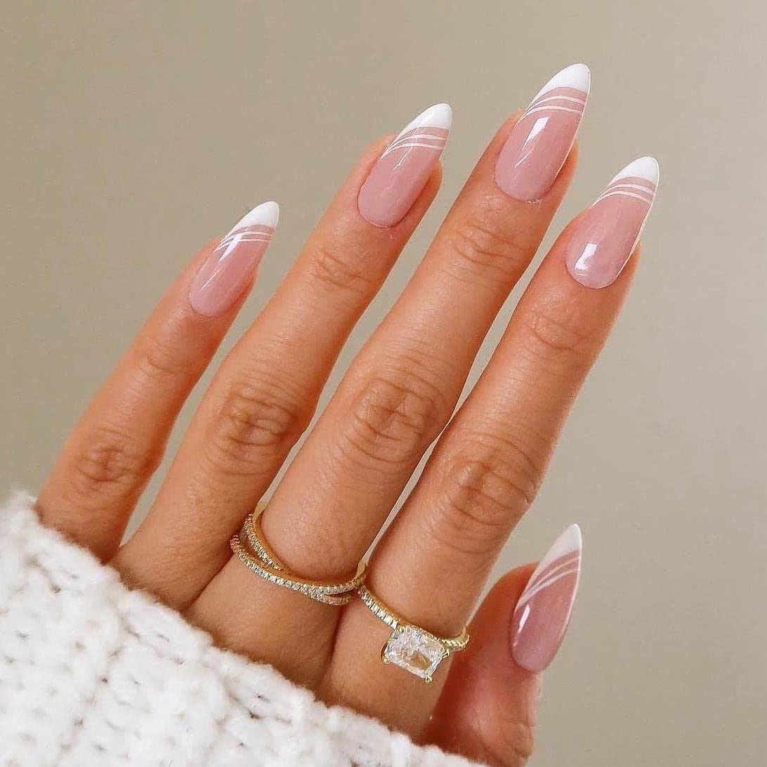 French Tip Almond Nails