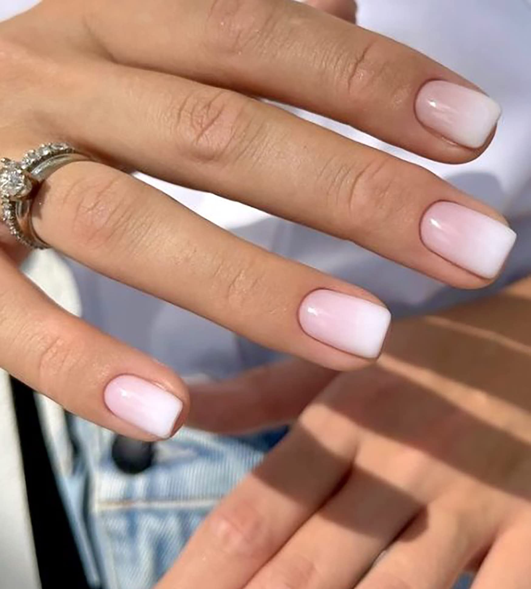 Pink and White Ombre Nails